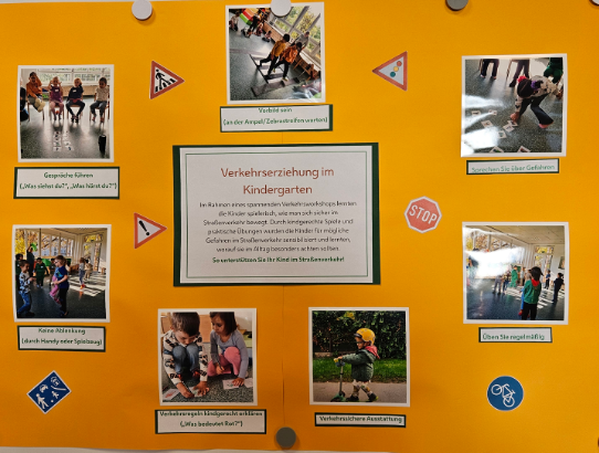Plakat zur Verkehrserziehung im Kindergarten
