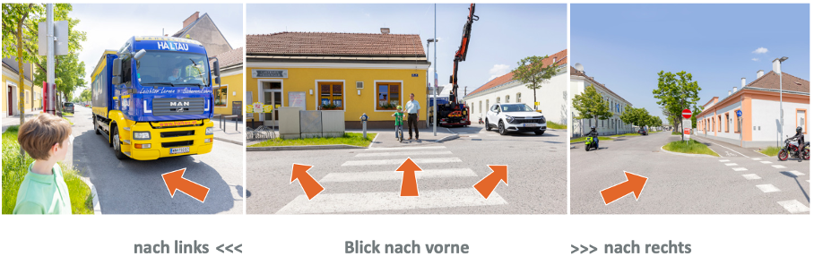 Abbildung 2: Mobilitäts-App, Perspektive der Fußgänger:innen, mit Markierung verkehrsrelevanter Details, © sicher unterwegs